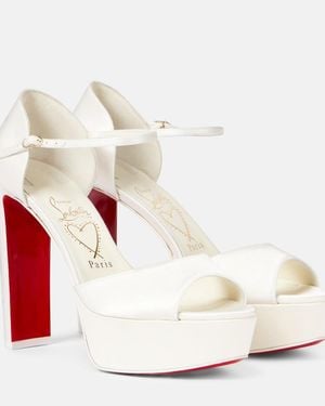 Christian Louboutin Bridal Sandaloo 130 Crepe Satin Platform Sandals - White