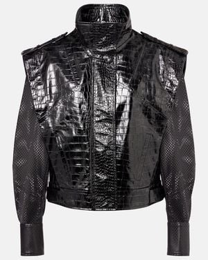 Givenchy Bi-material Biker Jacket In Leather - Black
