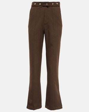 JACQUES WEI High-Rise Split-Hem Straight Trousers - Brown