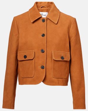 Self-Portrait Suede Jacket - Brown