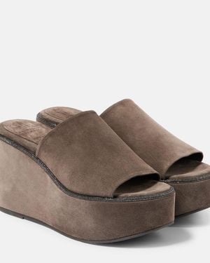 Brunello Cucinelli Wedges With Almond Toe - Brown