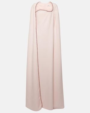 Safiyaa Mattia Caped Embellished Crepe Gown - Pink
