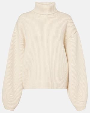TOTEME Wool Blend Ribbed Knit Jersey - Natural