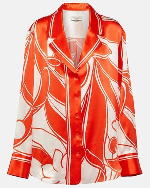 SIR. Ramona Printed Silk Satin Shirt - Red