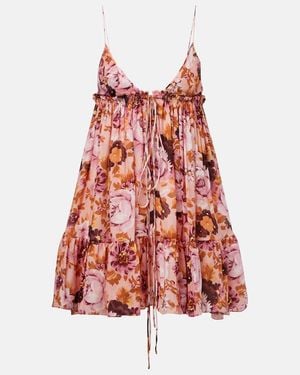 Chloé Floral Silk Minidress - Red