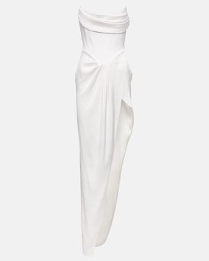 Alex Perry Bridal Draped Satin Crepe Bustier Gown - White