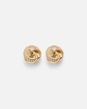 Sydney Evan Tri-Link 14Kt Earrings With Diamonds - White