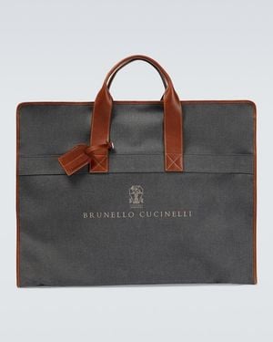 Brunello Cucinelli Leather-Trimmed Canvas Garment Bag - Multicolour