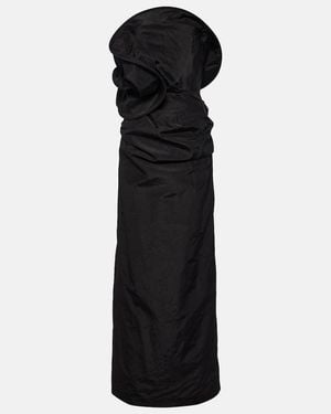 Magda Butrym Floral-Applique Silk Taffeta Gown - Black