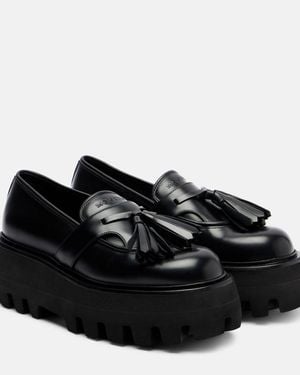 McQueen Sofa Leather Platform Loafers - Black