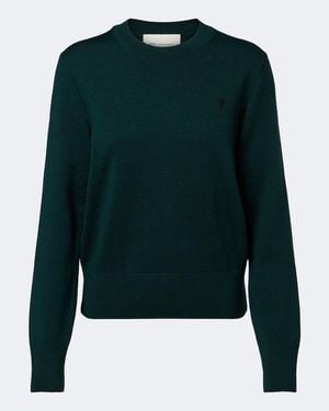 Ami Paris Jersey Ami De Coeur De Lana Virgen - Verde