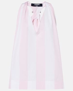 Jacquemus Norma Striped Cotton Poplin Top - White
