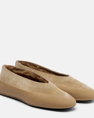 Le Monde Beryl Apres Ski Shearling-Lined Suede Ballet Flats - Brown