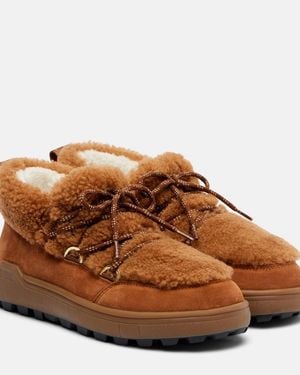 Bogner Chamonix Shearling-Trimmed Suede Ankle Boots - Brown