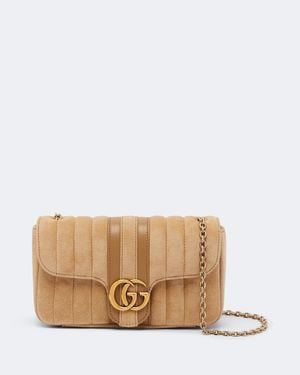 Gucci Gg Marmont Mini Suede Shoulder Bag - Natural