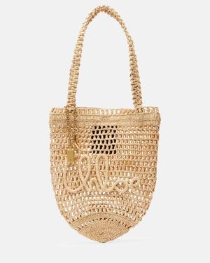 Chloé Summer Banana Small Raffia Tote Bag - Metallic