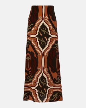 Johanna Ortiz Printed Silk Maxi Skirt - Brown