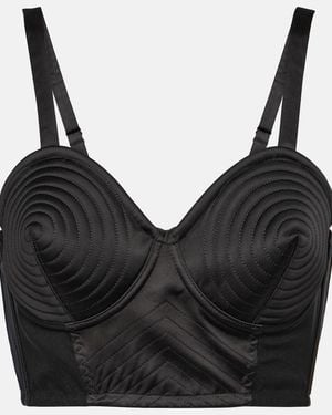 Jean Paul Gaultier Tattoo Iconic Satin Bra Top - Black