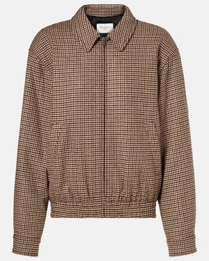 Saint Laurent Houndstooth-Jacquard Woven Jacket - Brown