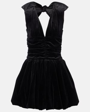 Patou Cotton Velvet Balloon Minidress - Black