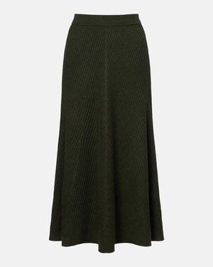 Victoria Beckham Ribbed-Knit Wool Midi Skirt - Green