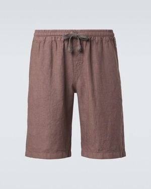 Fedeli Linen Bermuda Shorts - Brown