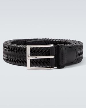 Rubinacci Braided Leather Belt - Black