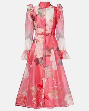 LEO LIN Robe Midi Katrina A Fleurs - Rose