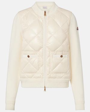 Moncler Down-Paneled Cotton Cardigan - Natural