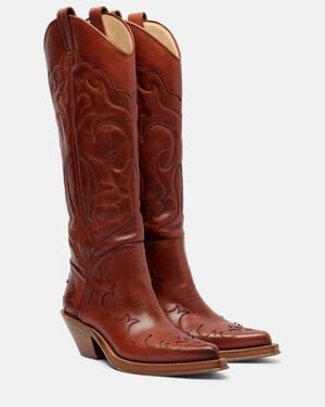 Gabriela Hearst Capitana Leather Cowboy Boots - Red