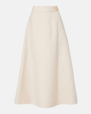 Valentino Vgold Crepe Couture Midi Skirt - White