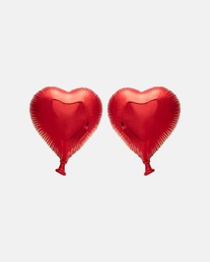 Oscar de la Renta Heart Balloon Clip-On Earrings - Red