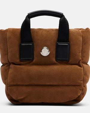 Moncler Caradoc Micro Suede Top-Handle Bag - Brown
