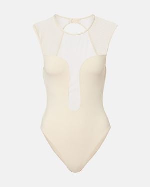 Eres Unique Mesh-Trimmed Swimsuit - White