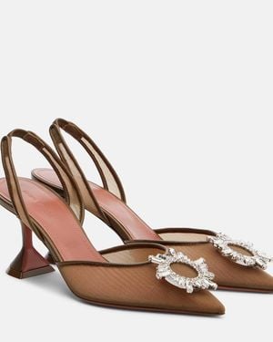 AMINA MUADDI Begum Embellished Mesh Slingback Court Shoes - Brown