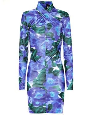 Quinn Robe Imprimee En Velours - Bleu