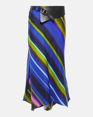 Dorothee Schumacher Striped Silk Twill Midi Skirt - Blue