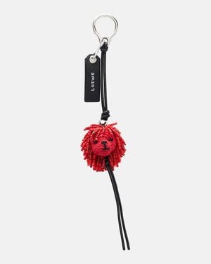 Loewe Lion Beaded Crochet Bag Charm - Red