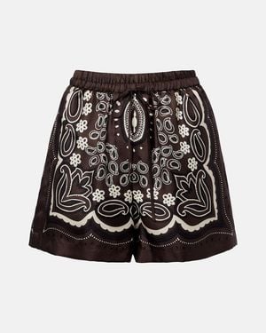 Nili Lotan Shorts Frances De Sarga De Seda Estampados - Negro