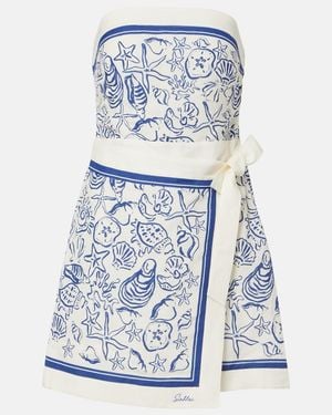 Jonathan Simkhai Darbie Printed Linen-Blend Minidress - Blue