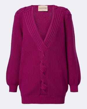 Valentino Pull Oversize En Laine Vierge - Violet
