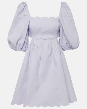 Zimmermann Lilac Scalloped Edges Linen Dress - Purple