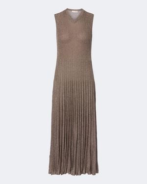 Altuzarra Selvin Knitted Lame Pleated Midi Dress - Brown