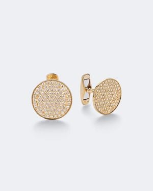 Sydney Evan Disc 14Kt Cufflinks With Diamonds - White