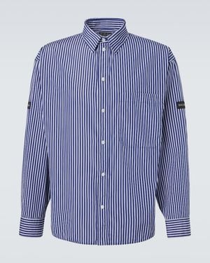 Balenciaga Striped Cotton-Blend Poplin Shirt - Blue