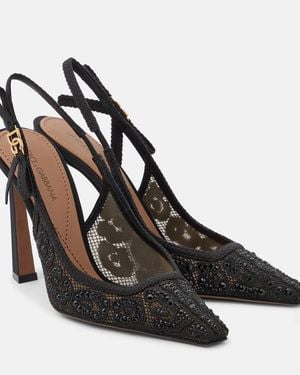 Dolce & Gabbana High Heel Shoes With Shimmering Crystals - Black