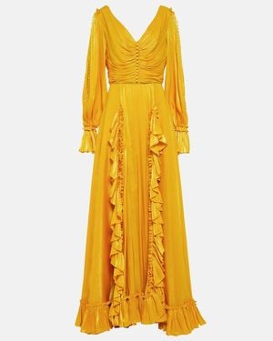 Costarellos Ruffle-Trimmed Gown - Yellow