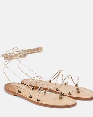 Amanu Serengetti Metallic Leather Sandals - Natural