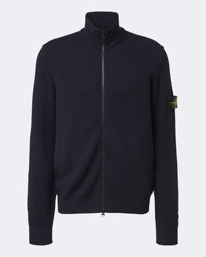 Stone Island Cardigan De Lana Virgen - Azul