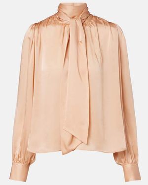Ulla Johnson Ornament Tie-Neck Silk Chiffon Blouse - Natural